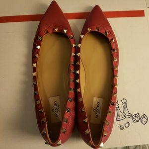 Valentino Rockstud Leather Ballet Flat
